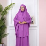 Long khimar avec jupe manches élastiques au Sénégal